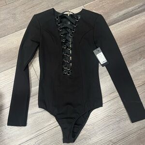 NWT Akira Lace Up Long Sleeve Bodysuit